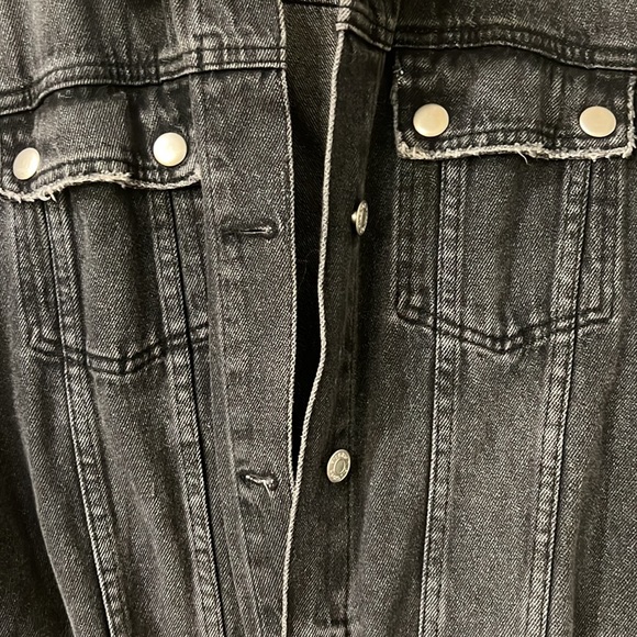 ANTHROPOLOGIE Pilcro Longline Denim Trucker Jacket in black size XS - Picture 6 of 7